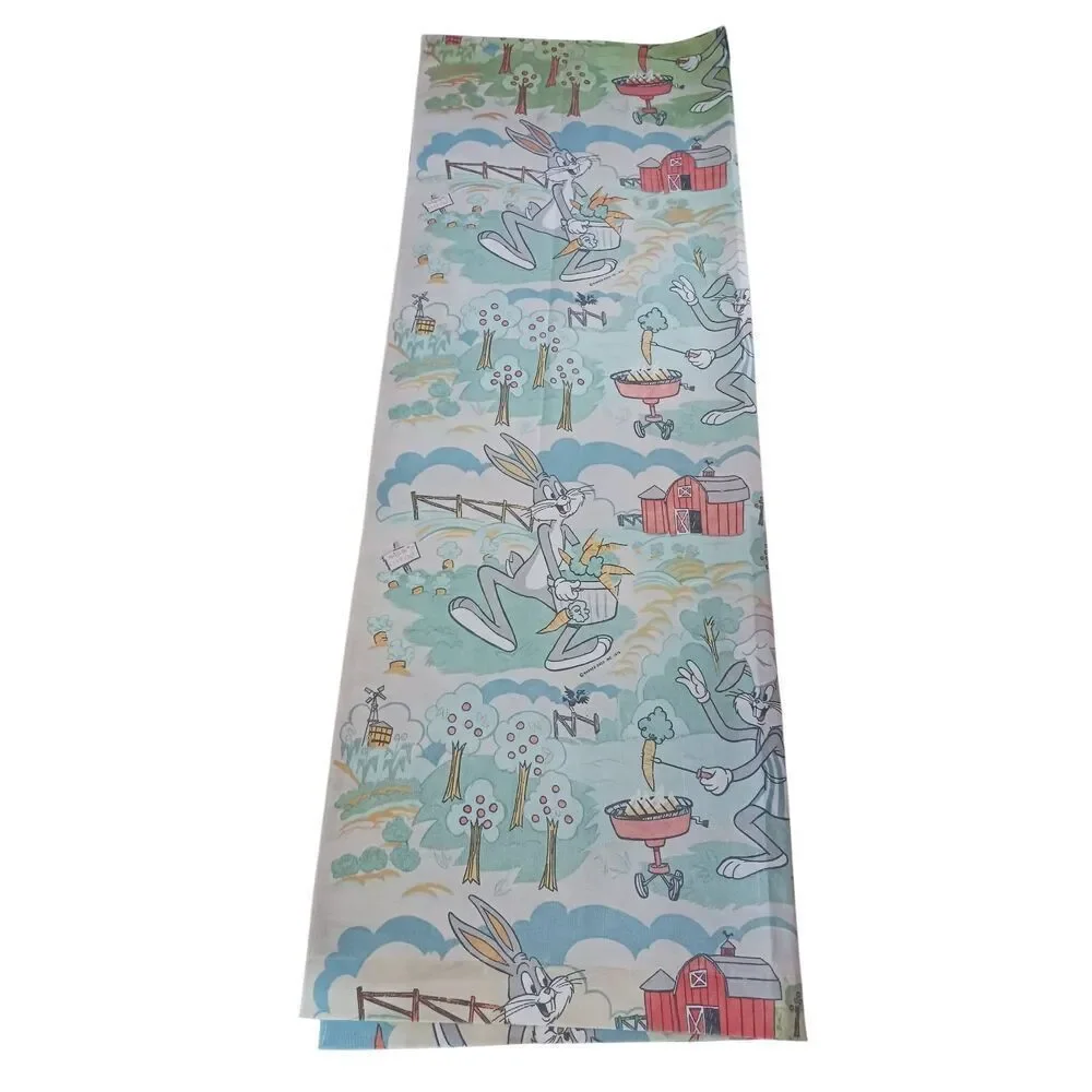 Real authentic 1976 Warner Brothers bugs bunny curtains repeated pattern RARE 63